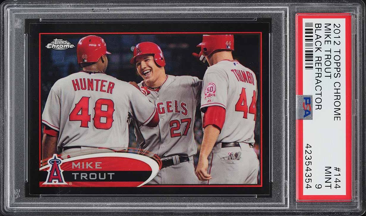 2012 Topps Chrome Black Refractor Mike Trout ROOKIE /100 #144 PSA 9 MINT