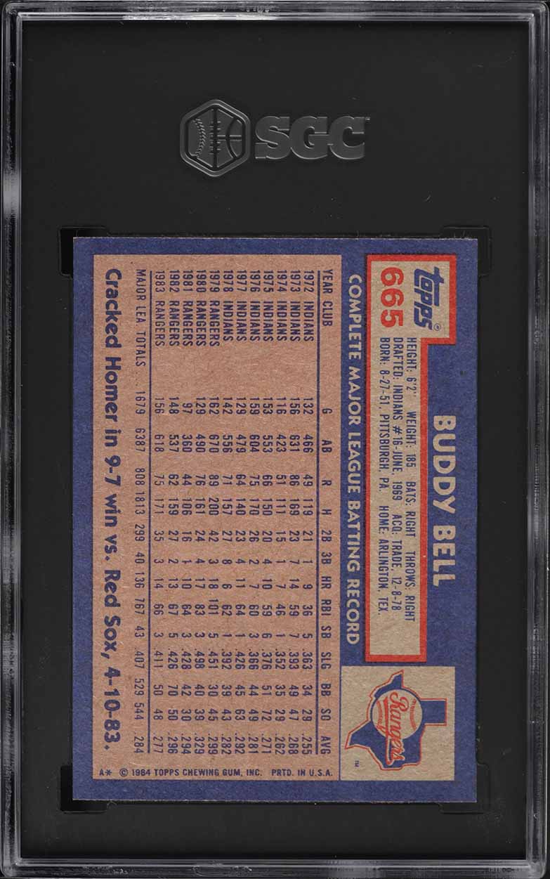 1984 Topps Buddy Bell #665 SGC 9 MINT
