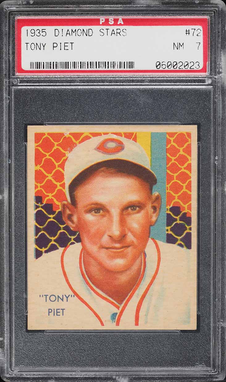 1935 Diamond Stars Tony Piet #72 PSA 7 NRMT