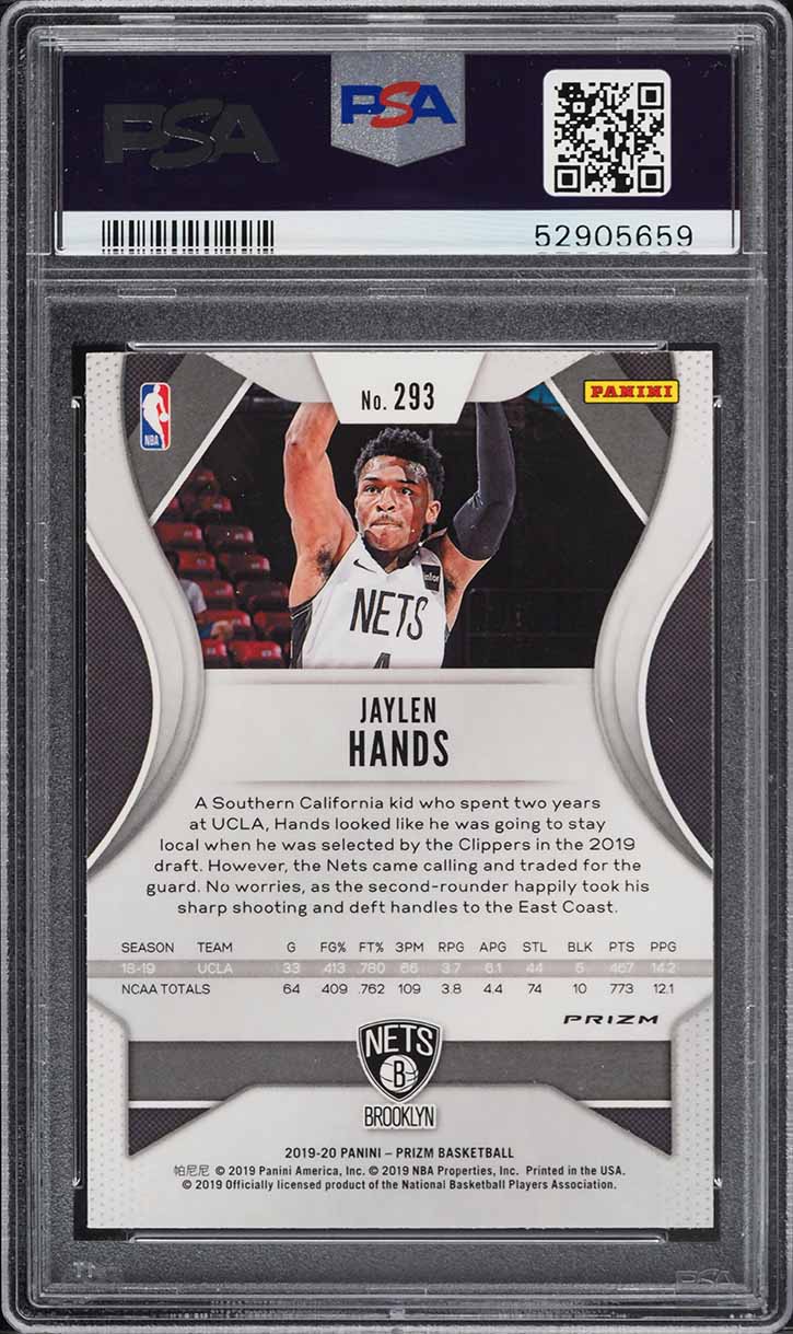 2019 Panini Prizm Silver Jaylen Hands ROOKIE #293 PSA 10 GEM MINT