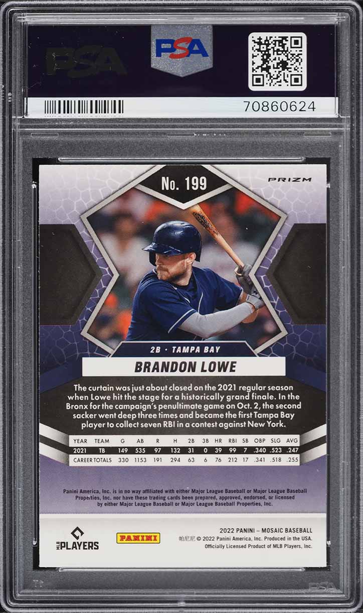 2022 Panini Mosaic Prizm Brandon Lowe #199 PSA 10 GEM MINT