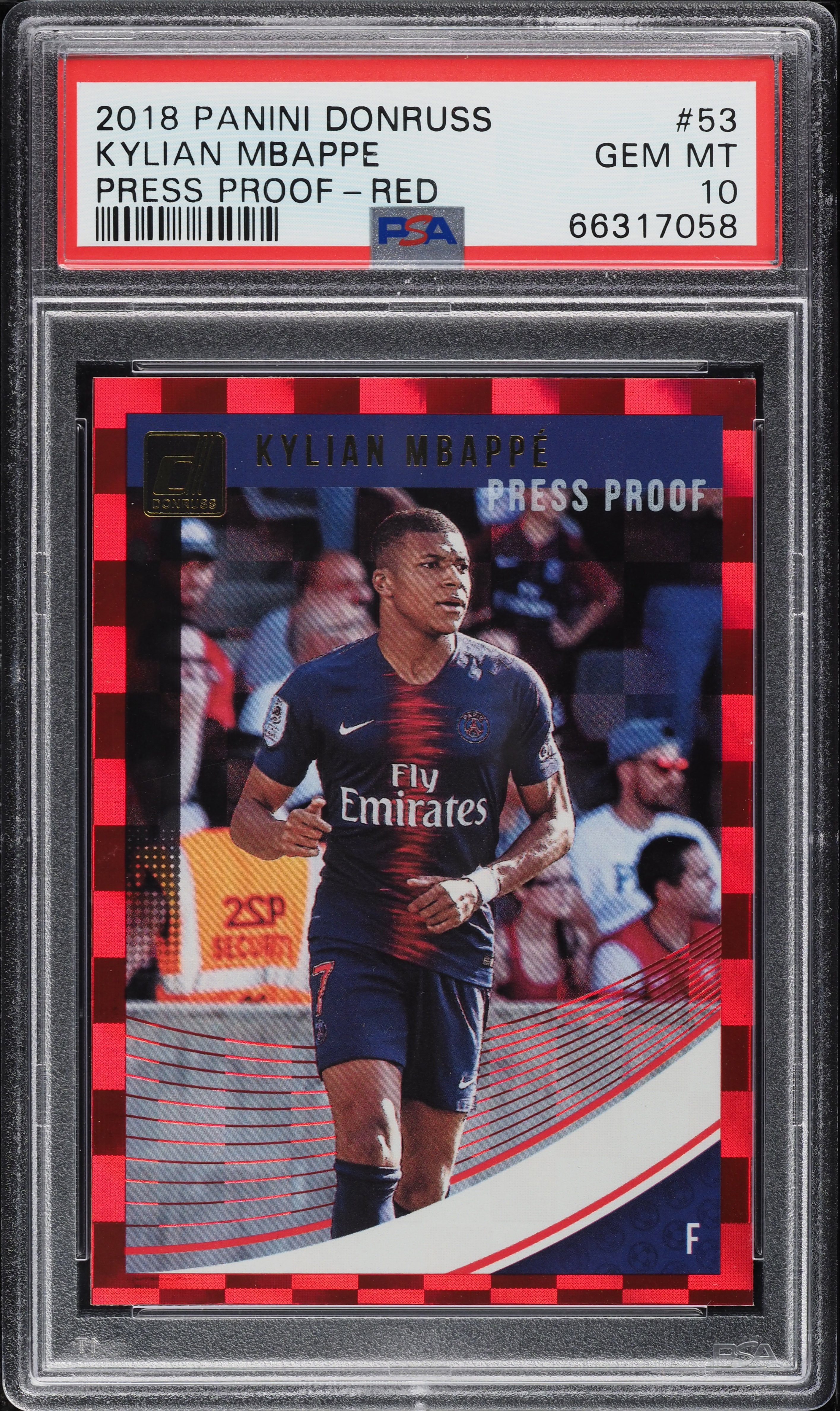 2018 Donruss Press Proof Red Kylian Mbappe ROOKIE #53 PSA 10 GEM