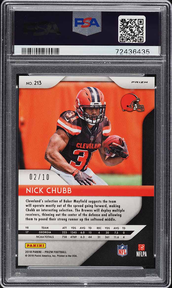 2018 Panini Prizm Gold Prizm Nick Chubb #213 PSA 10 GEM MINT