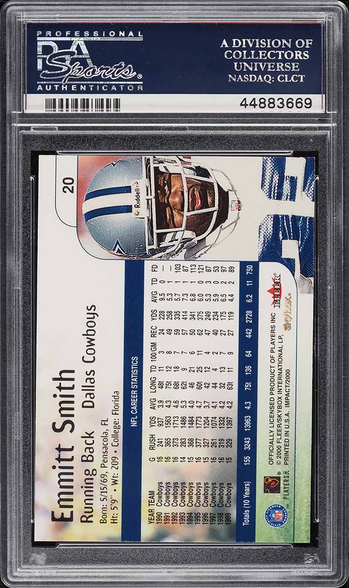 2000 Skybox Impact Emmitt Smith #20 PSA 10 GEM MINT