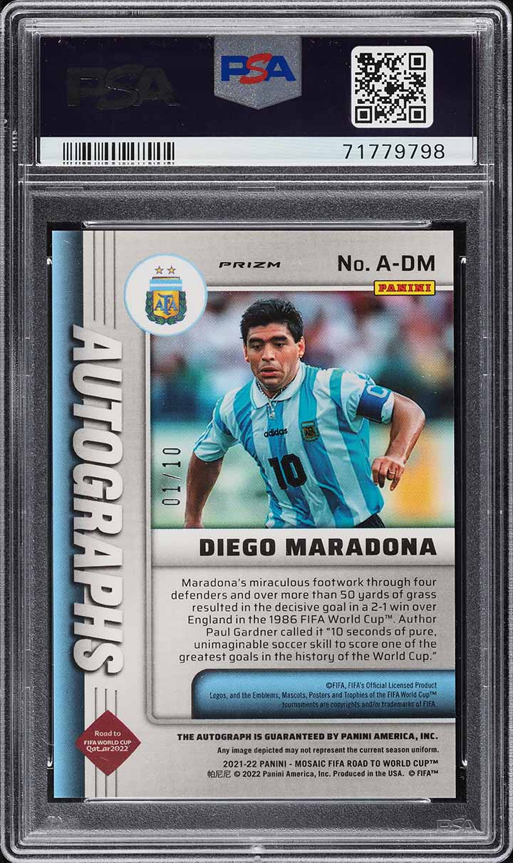 2021 Panini Mosaic FIFA Gold Diego Maradona AUTO 1/10 #A-DM PSA 9 MINT