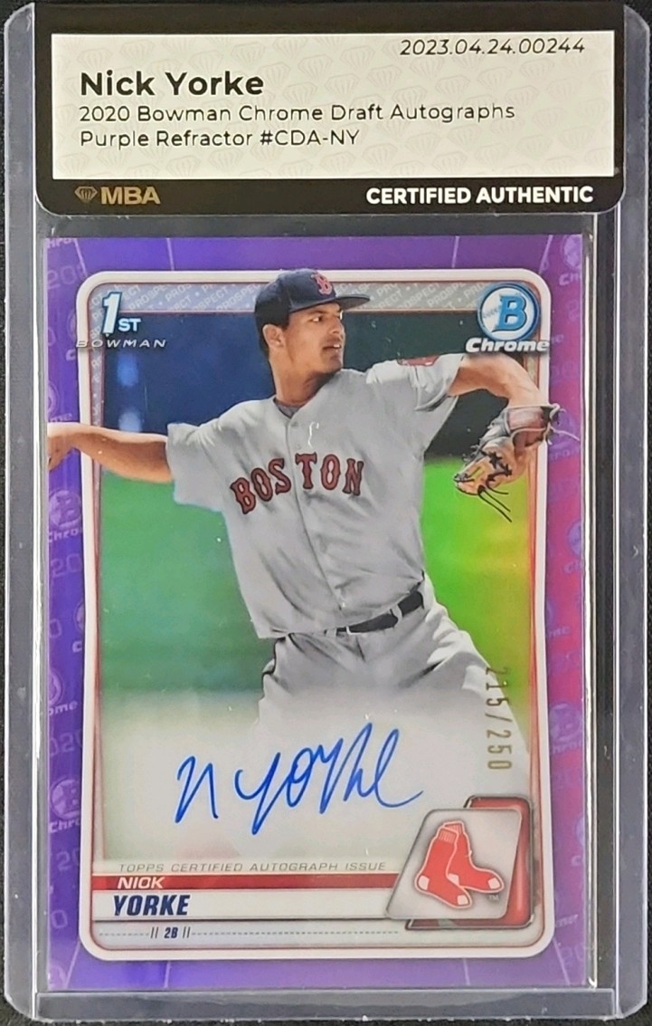 2020 Bowman Chrome Purple Refractor Nick Yorke ROOKIE AUTO /250 #CDA-NY MBA AUTH