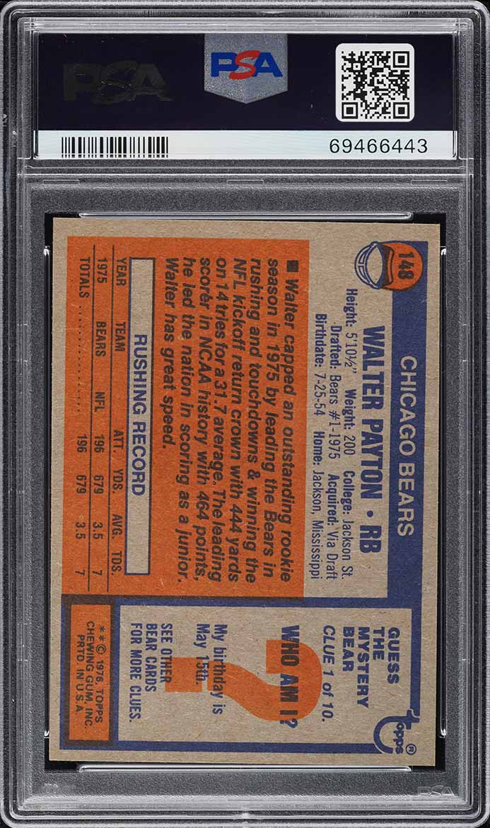 1976 Topps Football Walter Payton ROOKIE #148 PSA 7 NRMT