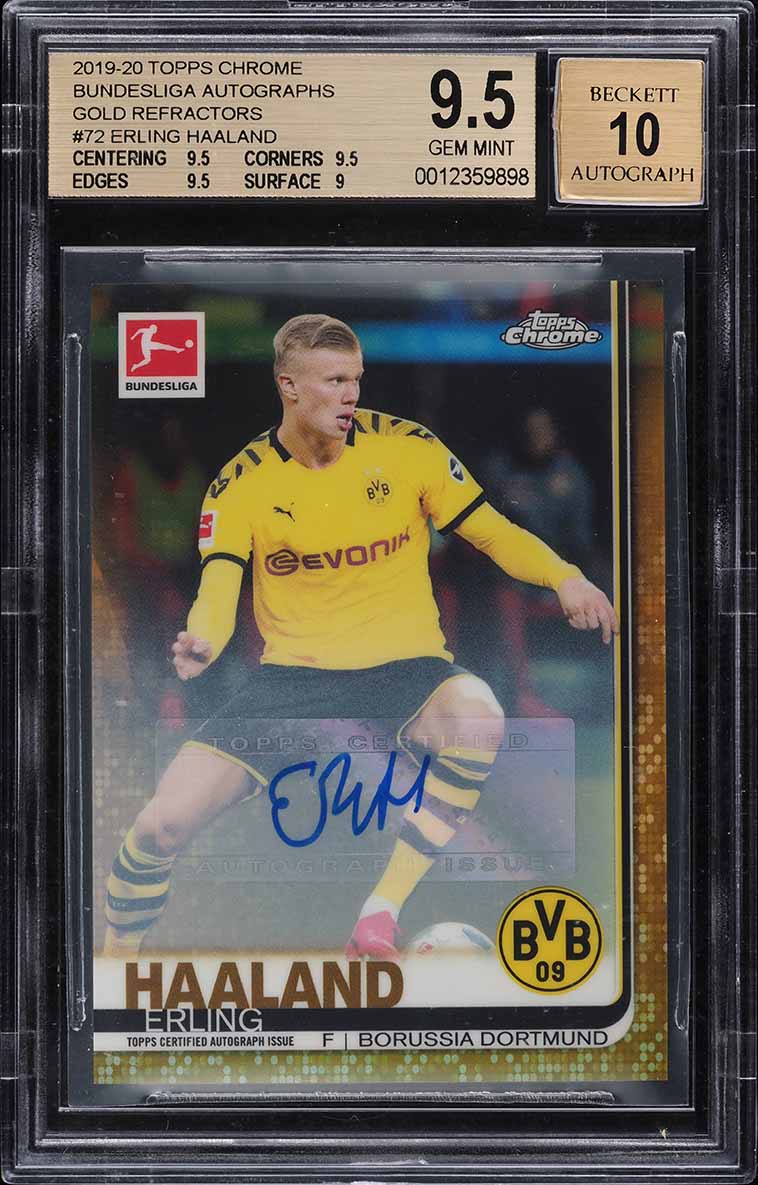 2019 Topps Chrome Gold Refractor Erling Haaland ROOKIE AUTO /50 BGS 9.5 GEM MINT