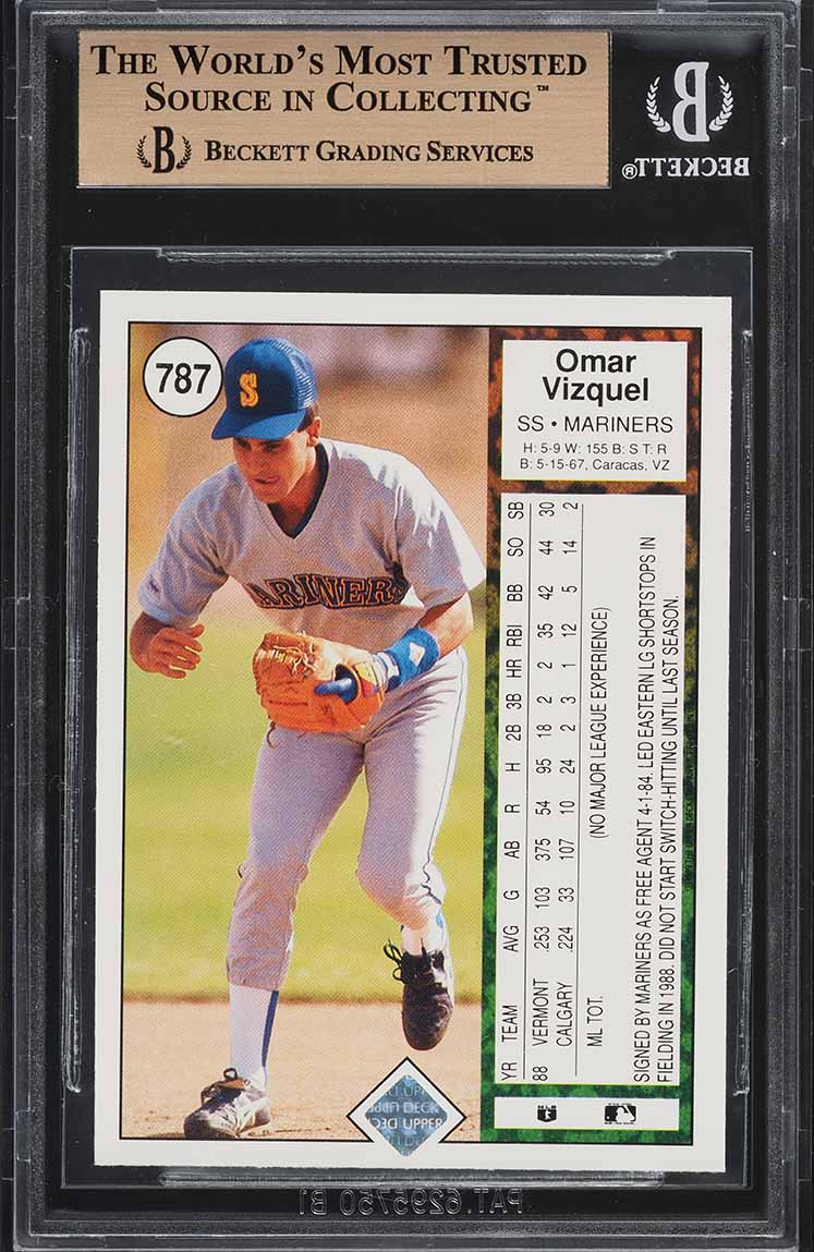 1989 Upper Deck Omar Vizquel ROOKIE #787 BGS 10 PRISTINE