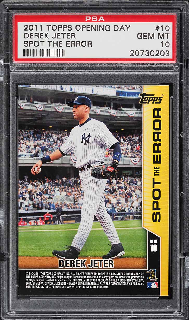 2011 Topps Opening Day Spot The Error Derek Jeter #10 PSA 10 GEM MINT