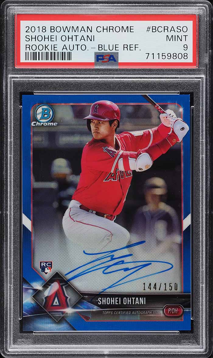 2018 Bowman Chrome Blue Refractor Shohei Ohtani ROOKIE AUTO /150 PSA 9 MINT