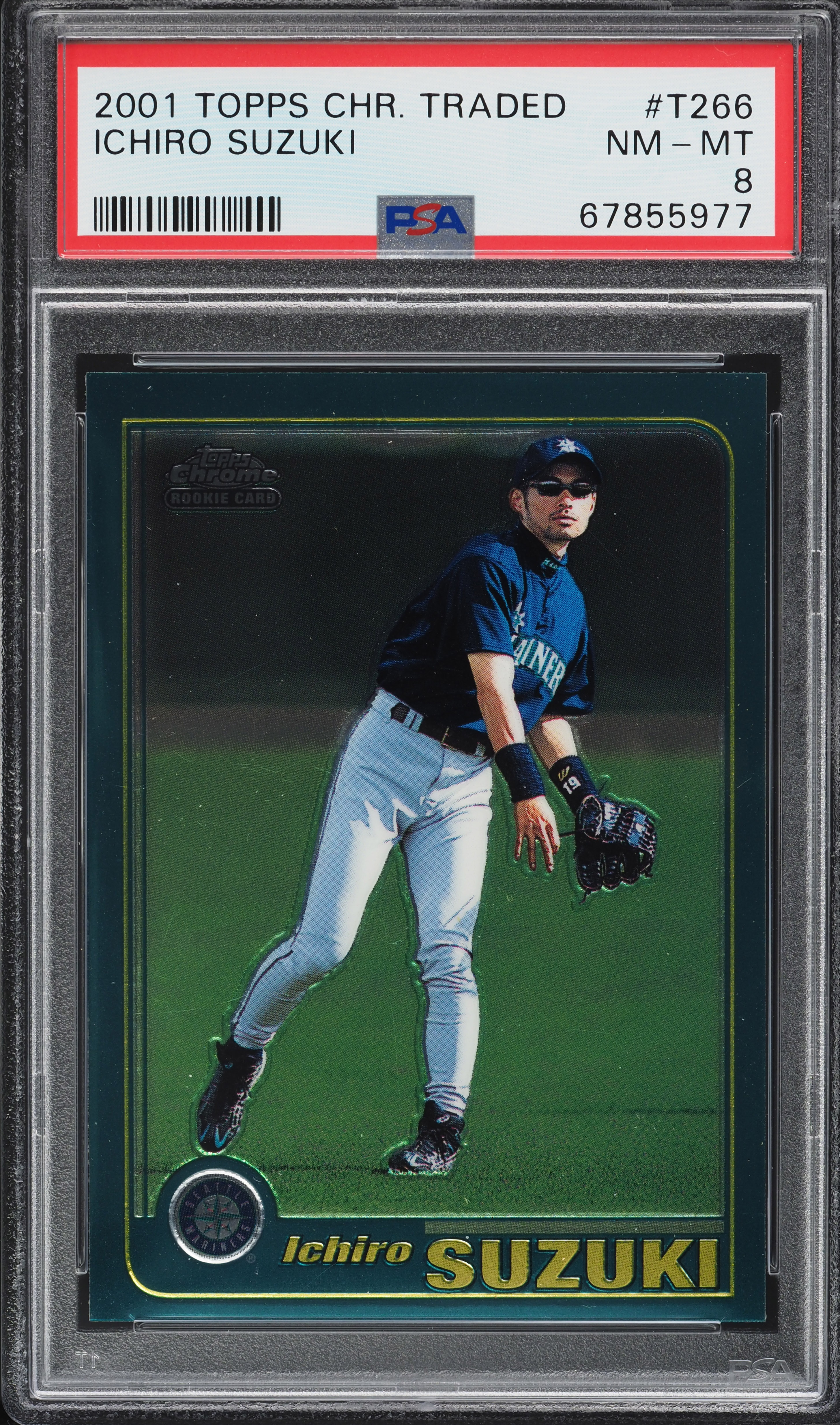 2001 Topps Chrome Traded Ichiro Suzuki ROOKIE #T266 PSA 8 NM-MT on