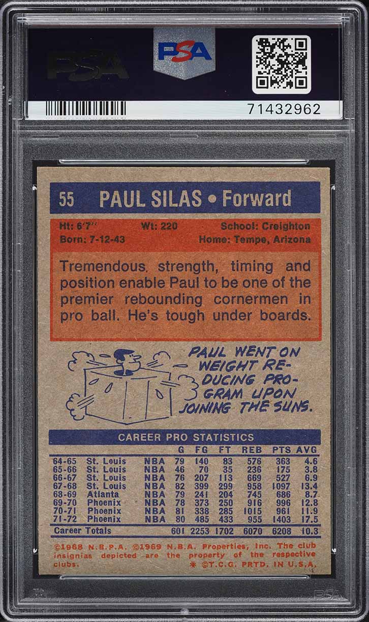 1972 Topps Basketball Paul Silas #55 PSA 6 EXMT