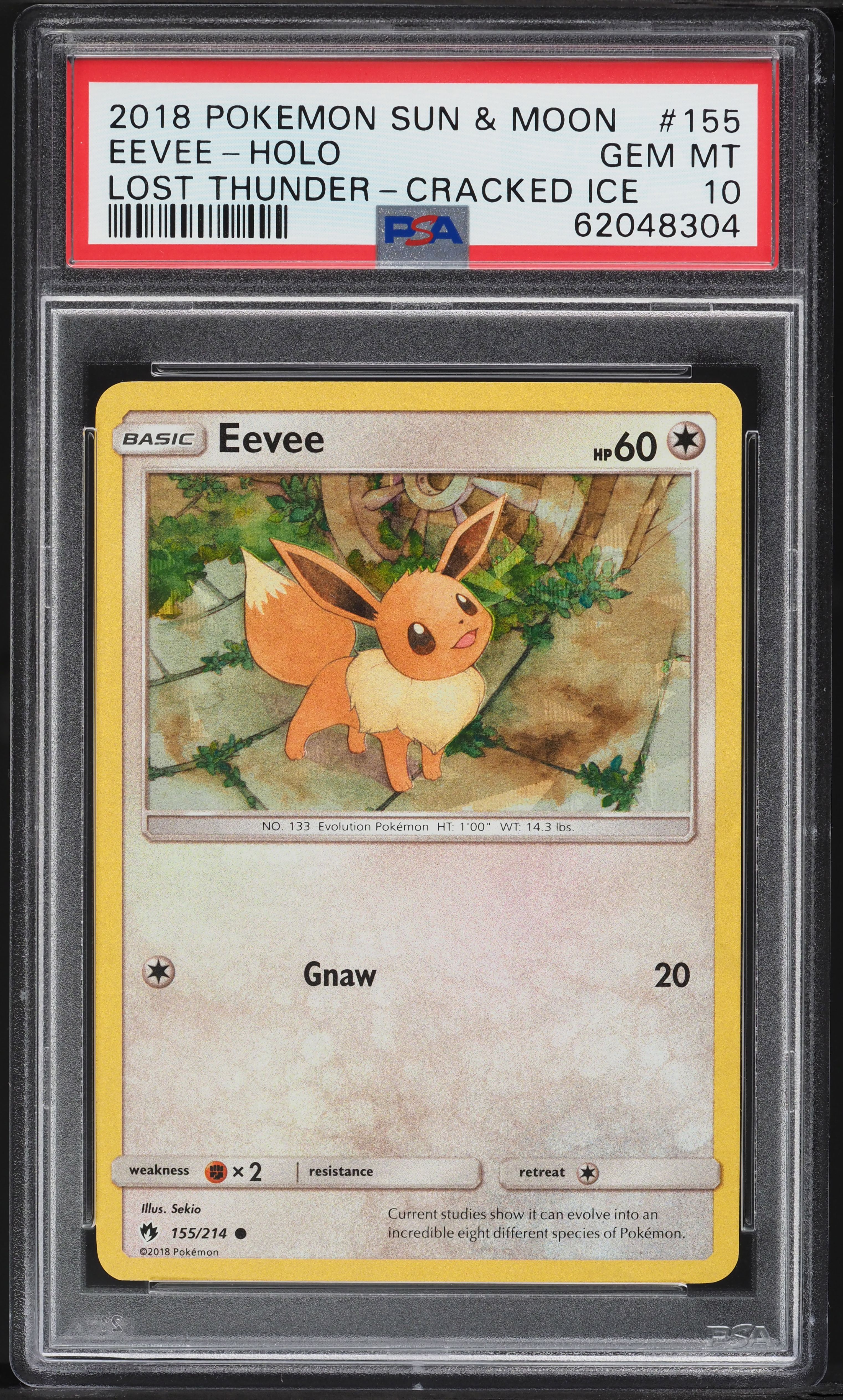 2018 Pokemon Sun & Moon Lost Thunder Cracked Ice Holo Eevee #155