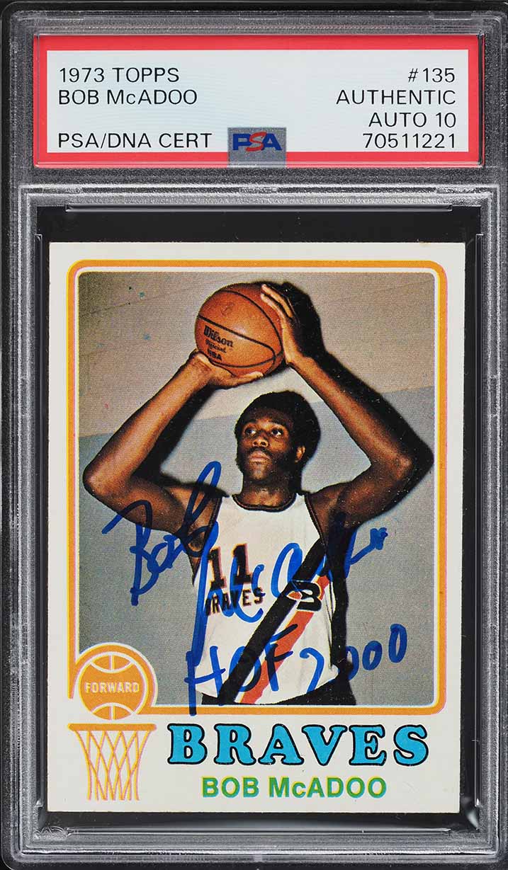 1973 Topps Basketball Bob McAdoo ROOKIE AUTO DNA 10 #135 PSA AUTH