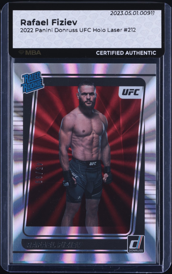 2022 Donruss UFC Holo Laser Rafael Fiziev ROOKIE /99 #212 MBA AUTH