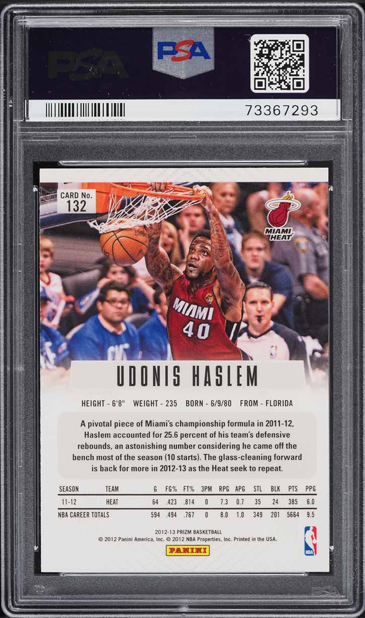 2012 Panini Prizm Udonis Haslem #132 PSA 10 GEM MINT