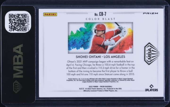 2022 Panini Prizm Color Blast Shohei Ohtani #CB-7 MBA AUTH