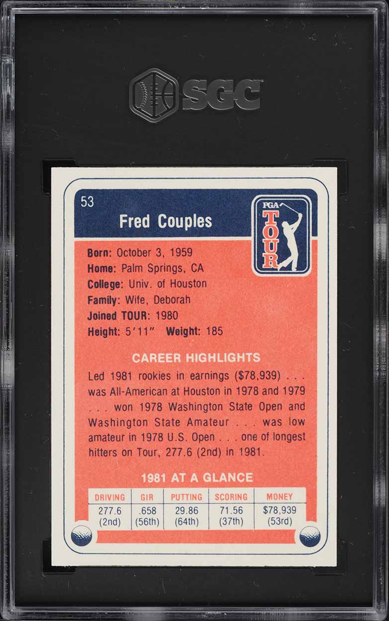 1982 Donruss Golf Fred Couples ROOKIE #53 SGC 8 NM-MT