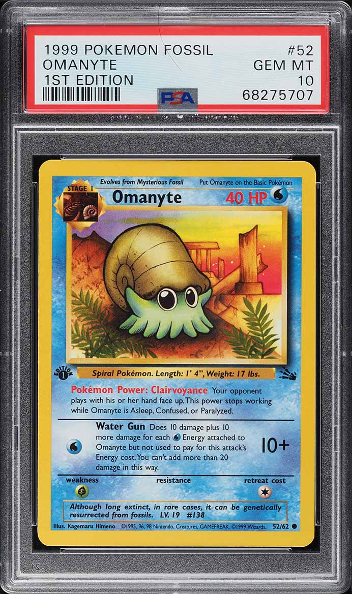 1995 omanyte pokemon card value Fossil 1st Edition 62/62 CGC 9 [Water] Omanyte - Fossil - Pokemon