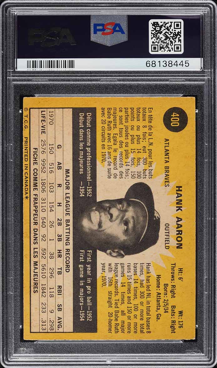 1971 O-Pee-Chee Hank Aaron #400 PSA 6 EXMT