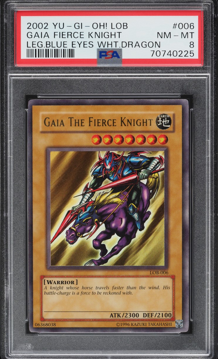 2002 Yu-Gi-Oh! Legend Of Blue Eyes Gaia The Fierce Knight #LOB-006 PSA 8 NM-MT