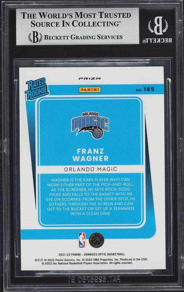 2021 Donruss Optic Blue Velocity Franz Wagner ROOKIE #185 BGS 9 MINT