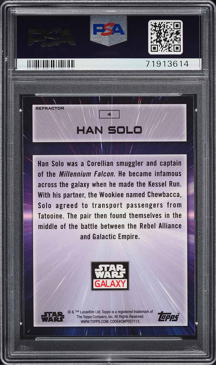 2022 Topps Chrome Star Wars Galaxy Refractor Han Solo #4 PSA 10