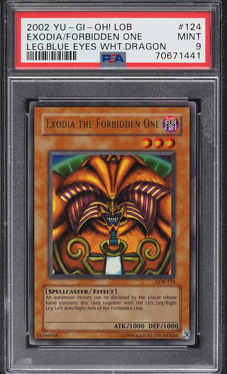 2002 Yu-Gi-Oh! Legend of Blue Eyes Exodia the Forbidden One #LOB-124 PSA 9 MINT