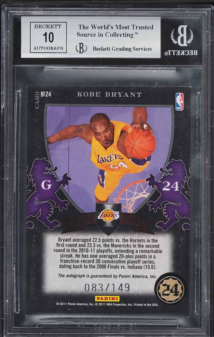 2010 Panini Elite Black Box Crusade Signatures Kobe Bryant AUTO /149 #24 BGS 9