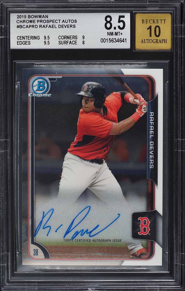 2015 Bowman Chrome Prospect Rafael Devers ROOKIE AUTO #BCAP-RO BGS 8.5 NM-MT+