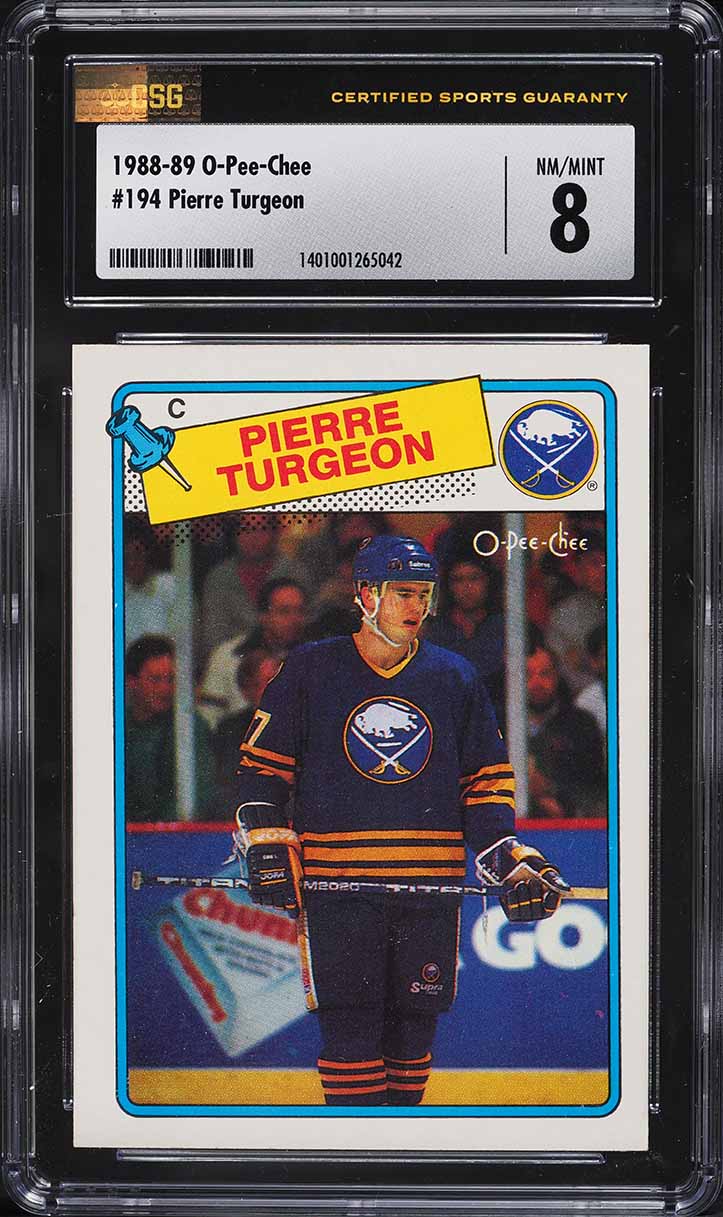 1988 O-Pee-Chee Hockey Pierre Turgeon ROOKIE #194 CSG 8 NM-MT
