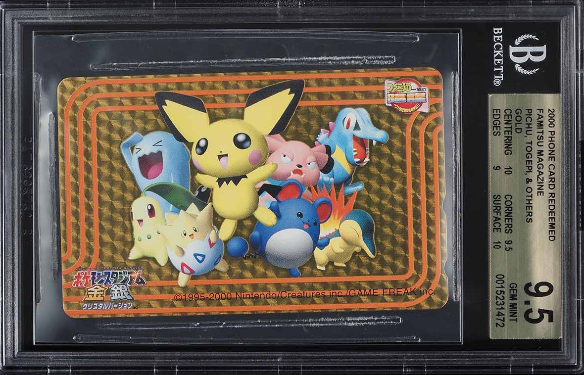 2000 Pokemon Phone Card Redeemed Famitsu Magazine Gold Pichu Togepi BGS 9.5 GEM on Fanatics Collect 2000 Pokemon Phone Card Redeemed Famitsu Magazine Gold Pichu Togepi BGS 9.5 GEM on Fanatics Collect