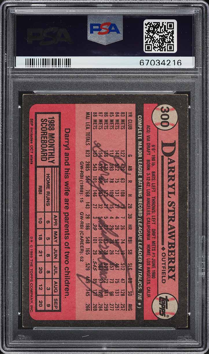 1989 Topps Darryl Strawberry #300 PSA 8 NM-MT