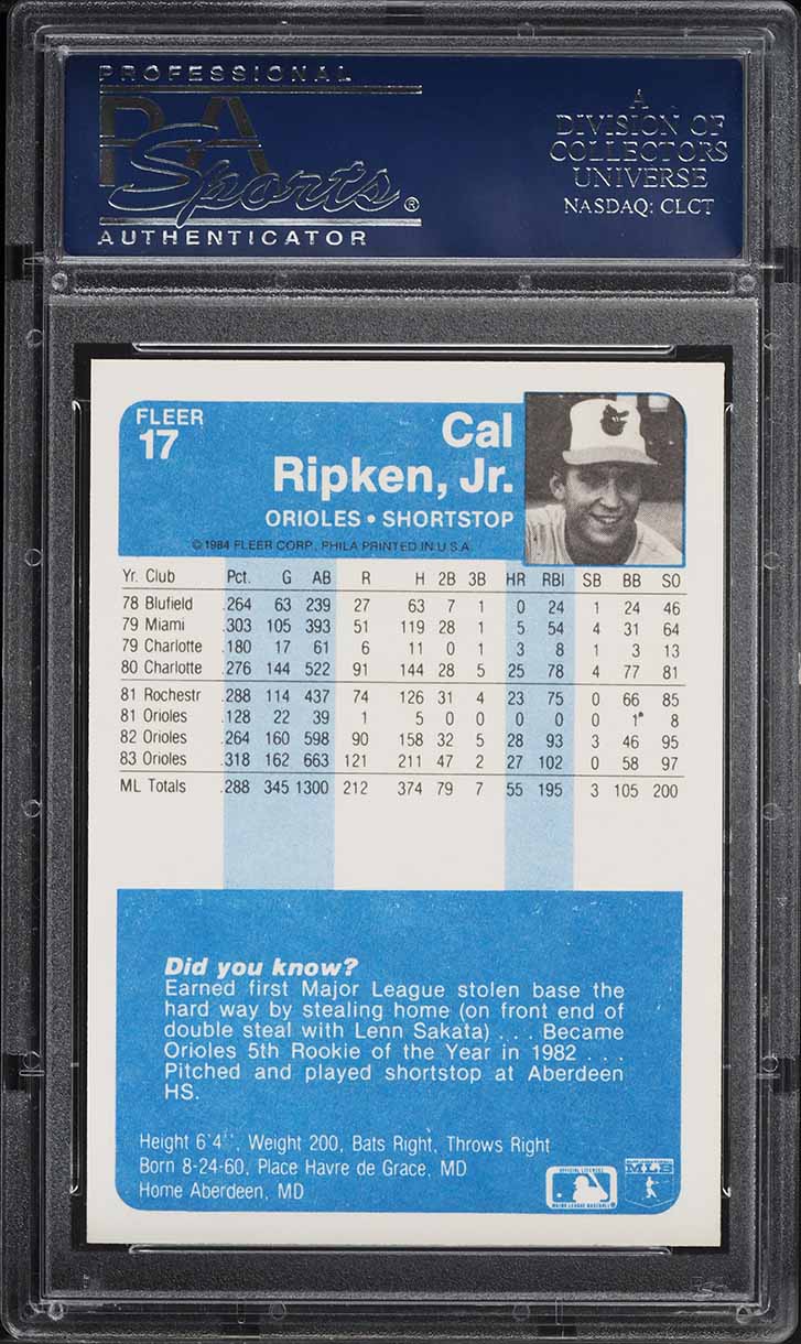 1984 Fleer Cal Ripken Jr. #17 PSA 10 GEM MINT