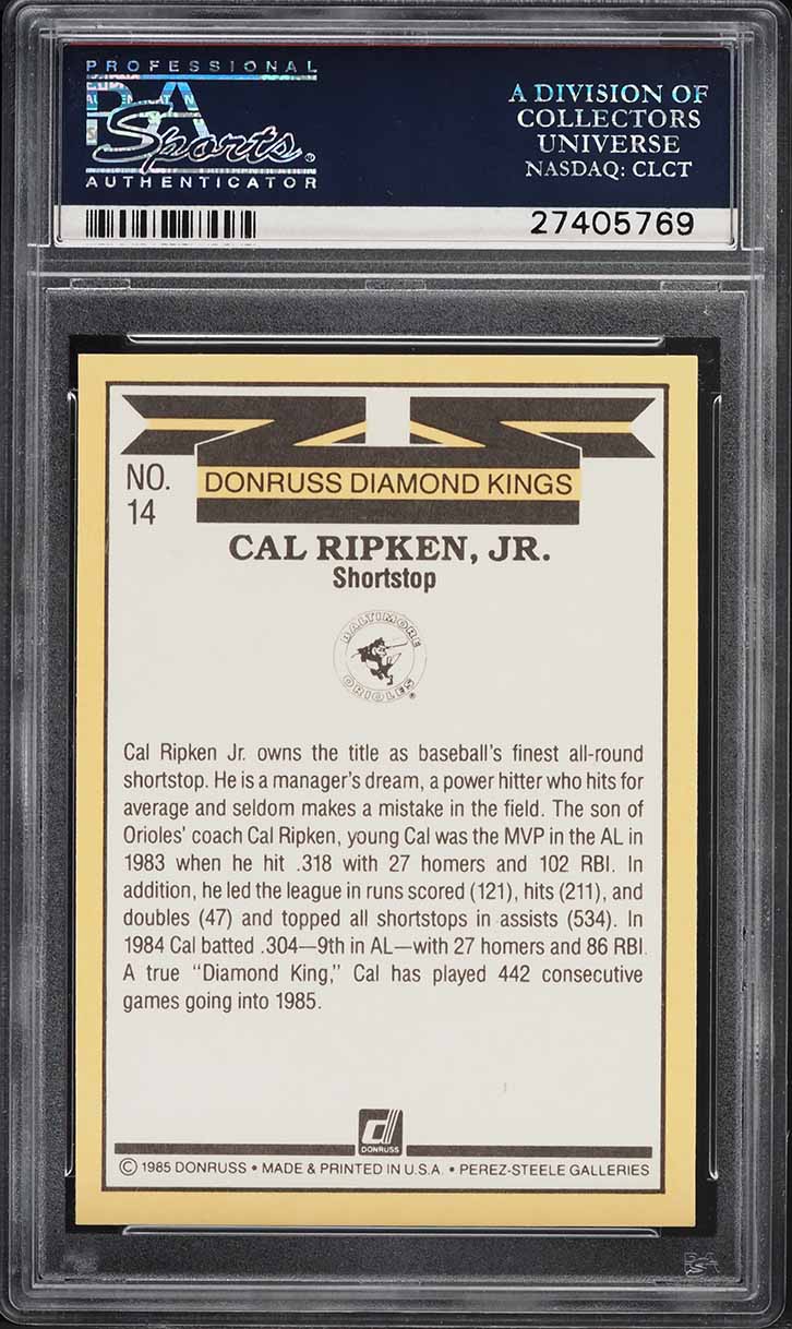 1985 Donruss Diamond Kings Cal Ripken Jr. #14 PSA 10 GEM MINT