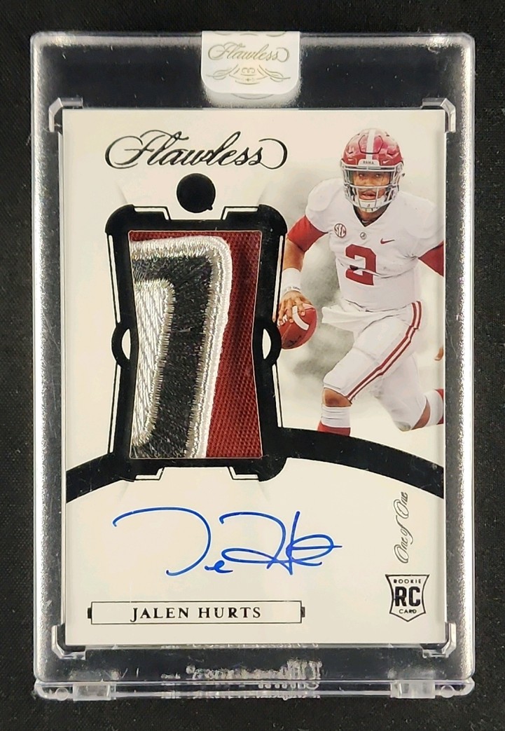 2020 Panini Flawless Collegiate Black Jalen Hurts ROOKIE PATCH AUTO 1/1 MBA AUTH