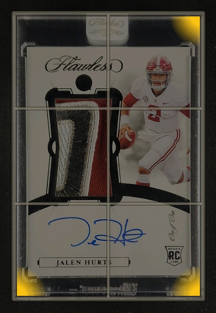 2020 Panini Flawless Collegiate Black Jalen Hurts ROOKIE PATCH AUTO 1/1 MBA AUTH