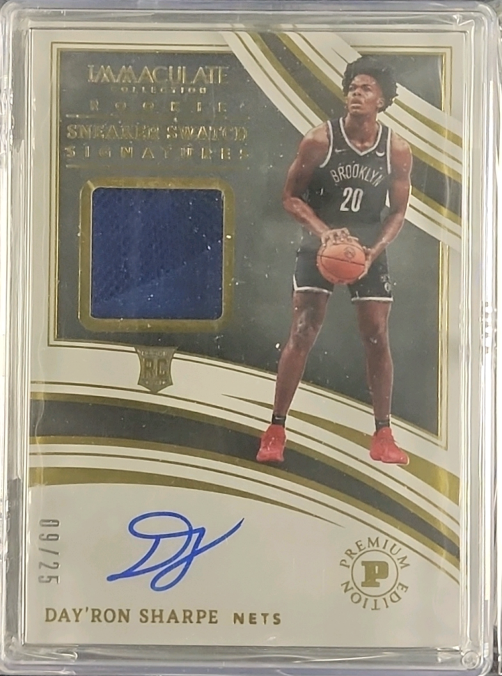 2021 Immaculate Sneaker Swatch Day'Ron Sharpe ROOKIE PATCH AUTO /25 MBA AUTH