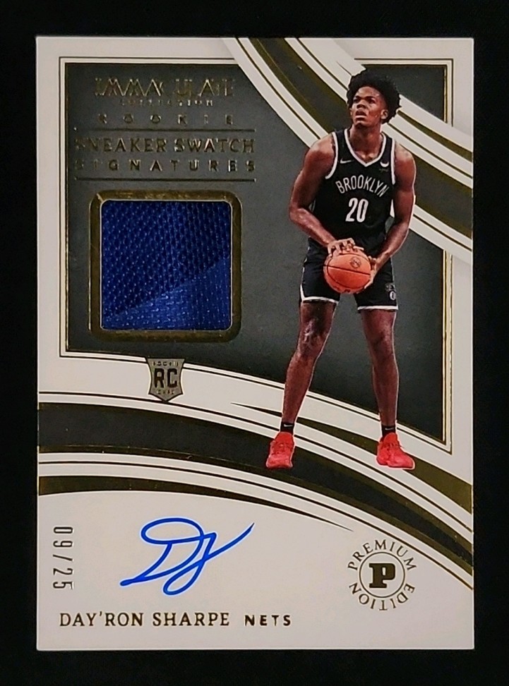 2021 Immaculate Sneaker Swatch Day'Ron Sharpe ROOKIE PATCH AUTO /25 MBA AUTH