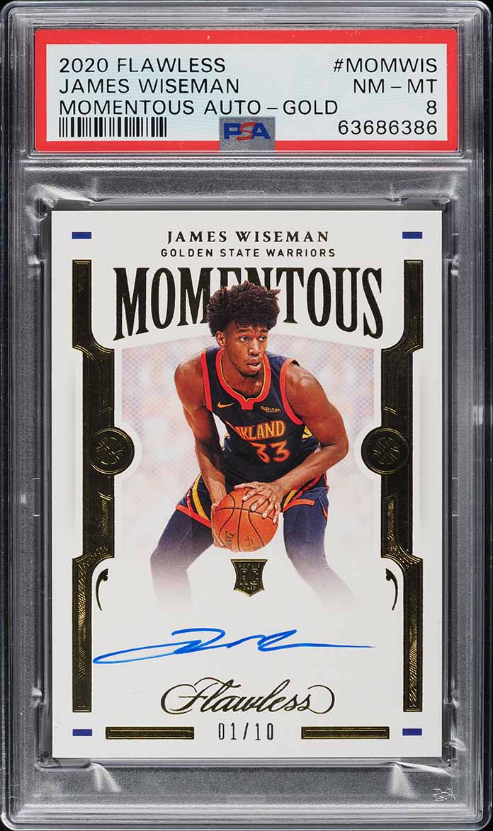 2020 Panini Flawless Momentous Gold James Wiseman ROOKIE AUTO 1/10 PSA 8 NM-MT