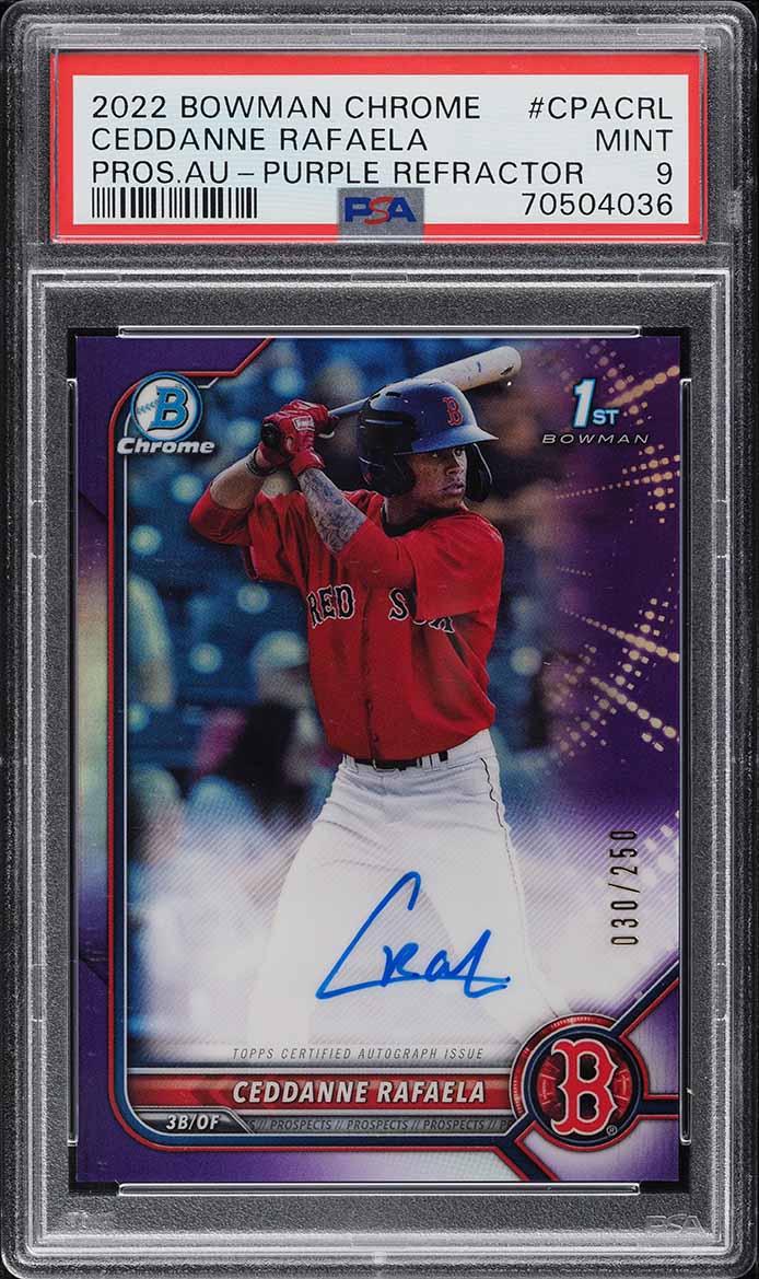 2022 Bowman Chrome Purple Refractor Ceddanne Rafaela ROOKIE AUTO /250 PSA 9 MINT