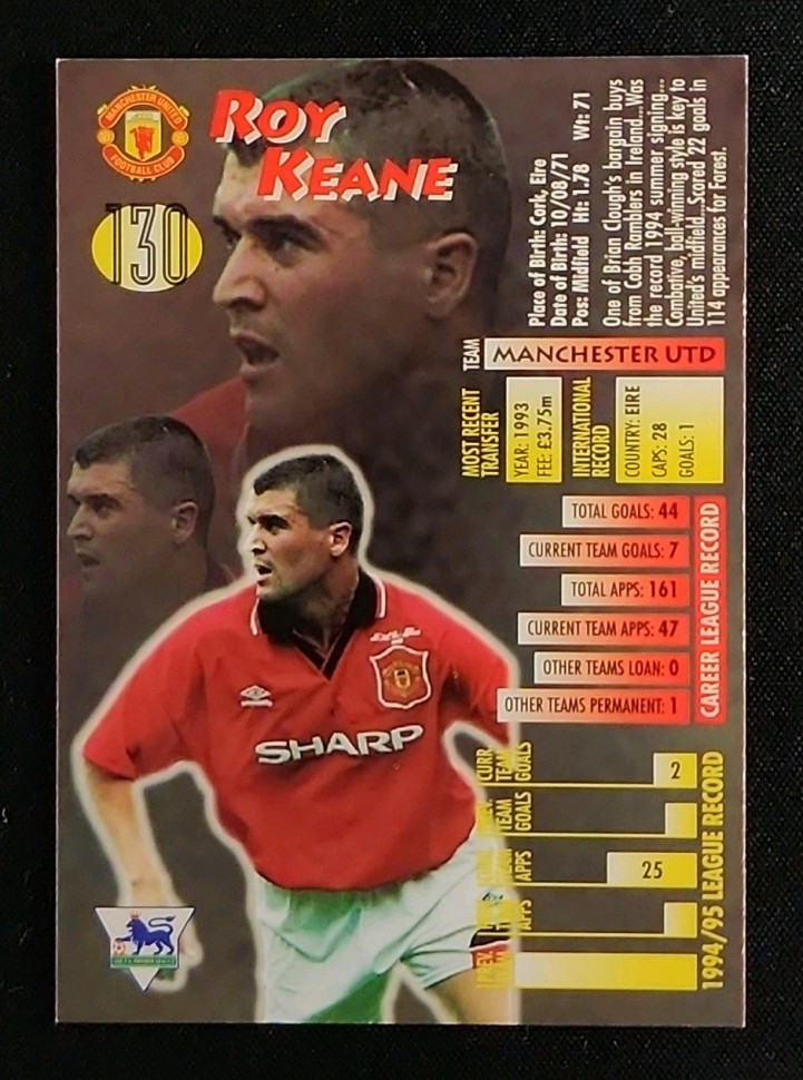1995 Merlin Ultimate English Premier League Roy Keane #130 MBA AUTH