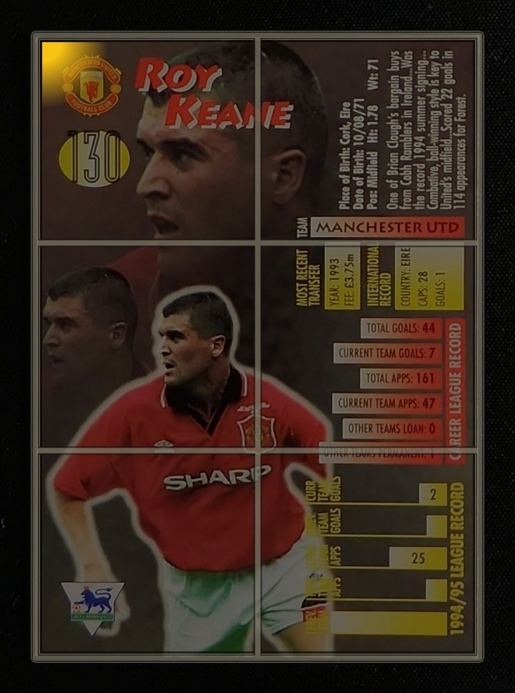 1995 Merlin Ultimate English Premier League Roy Keane #130 MBA AUTH