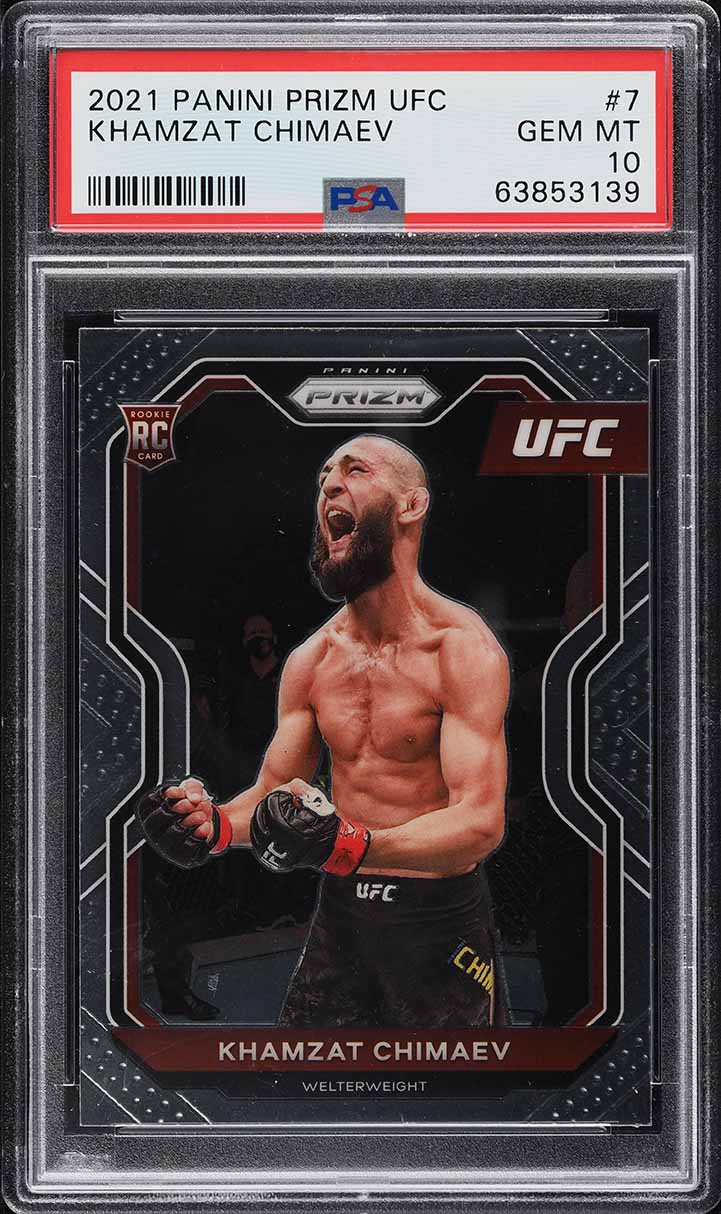 2021 Panini Prizm UFC Khamzat Chimaev ROOKIE #7 PSA 10 GEM MINT on