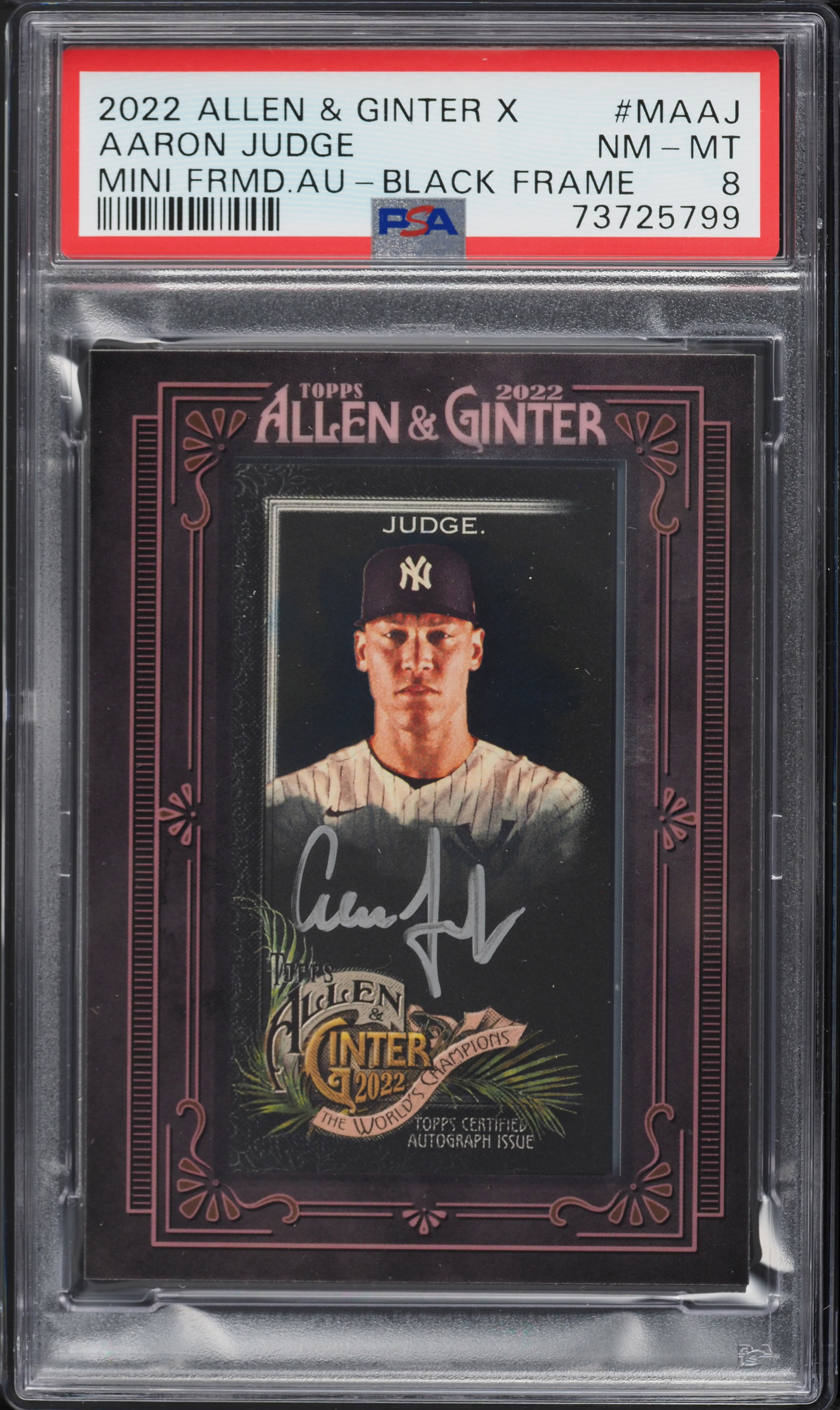 2022 Topps Allen & Ginter X Mini Black Frame Aaron Judge AUTO /10 
