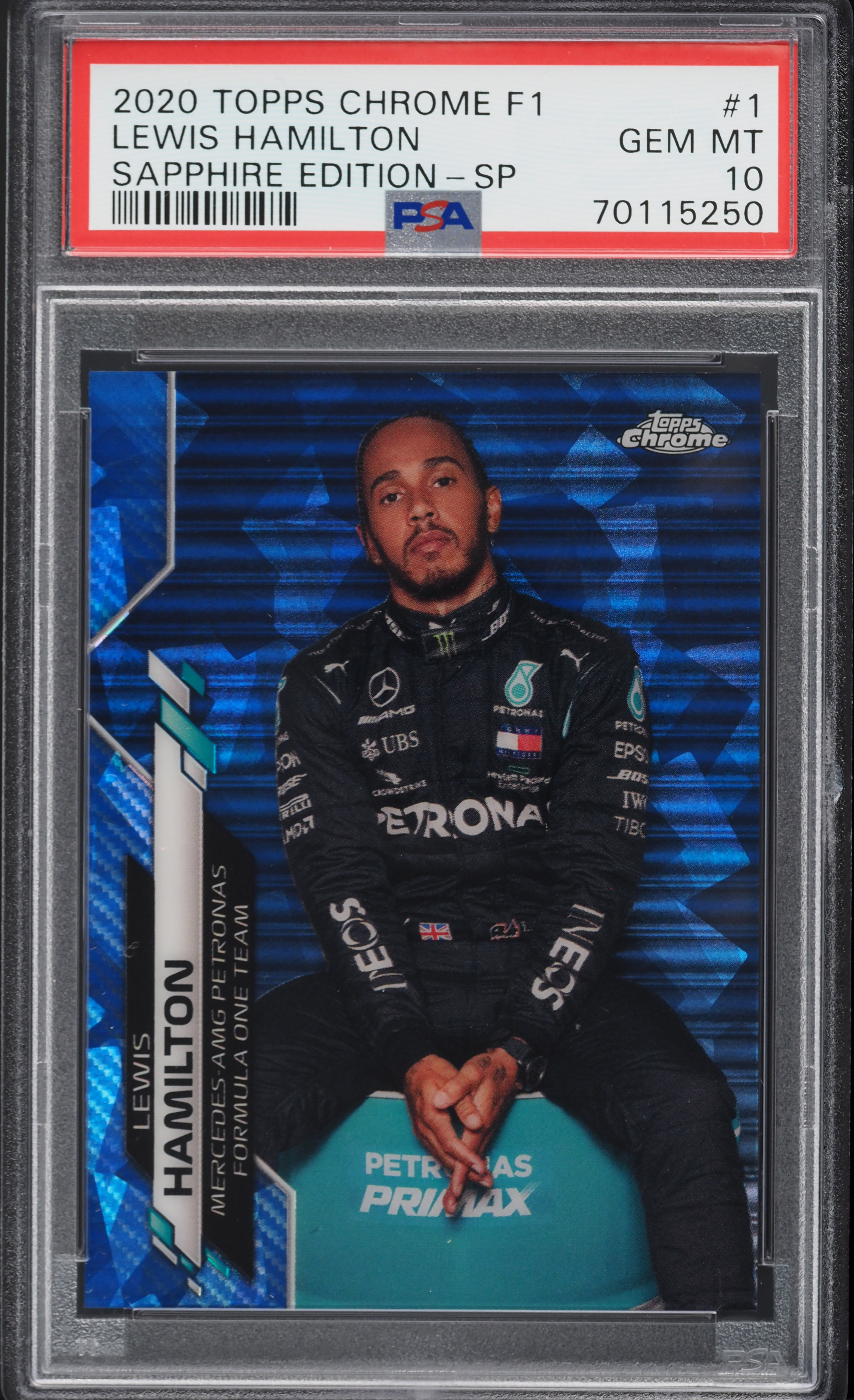 2020 Topps Chrome Formula 1 F1 Sapphire Lewis Hamilton SP #1 PSA
