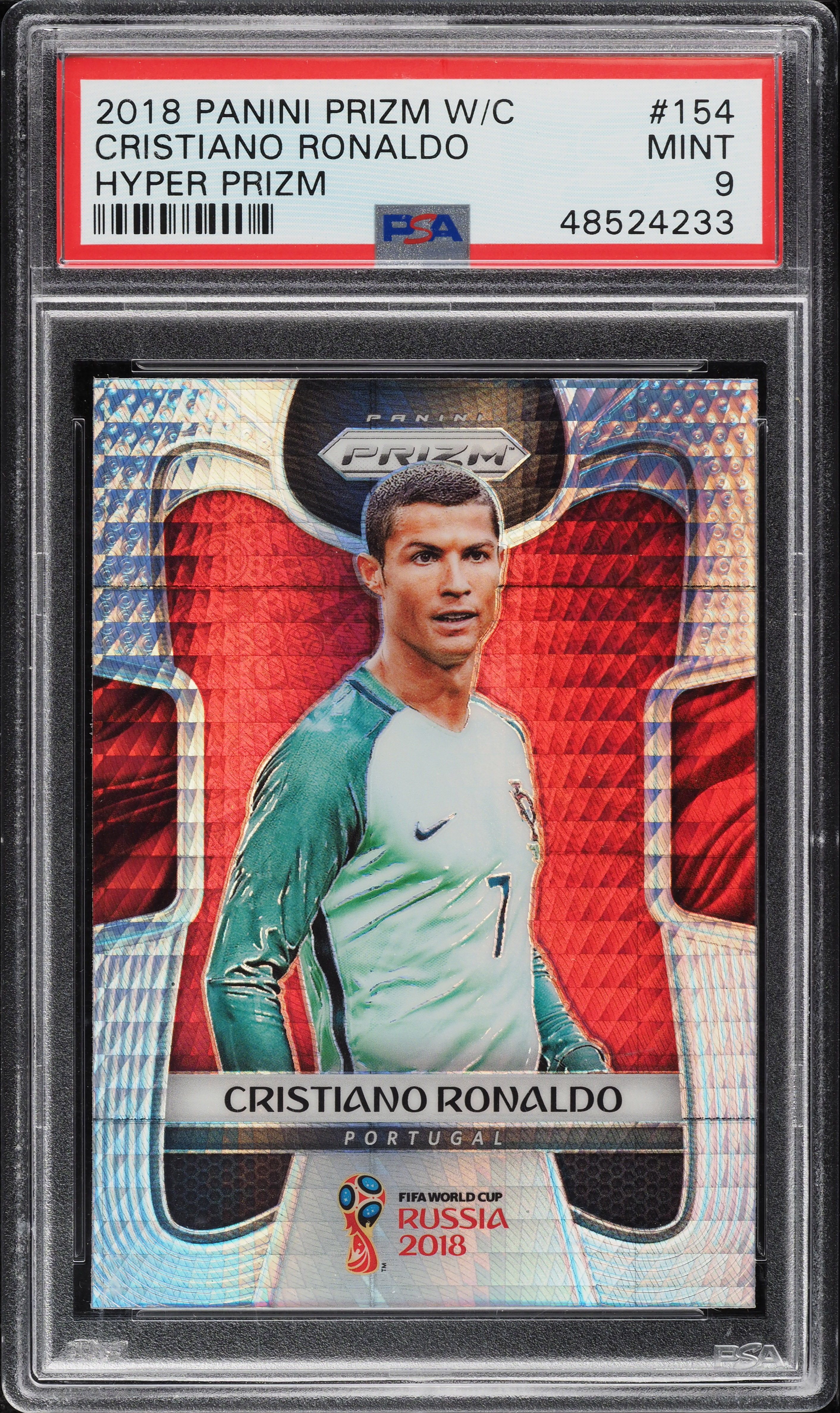 2018 Panini Prizm World Cup Hyper Cristiano Ronaldo #154 PSA 9