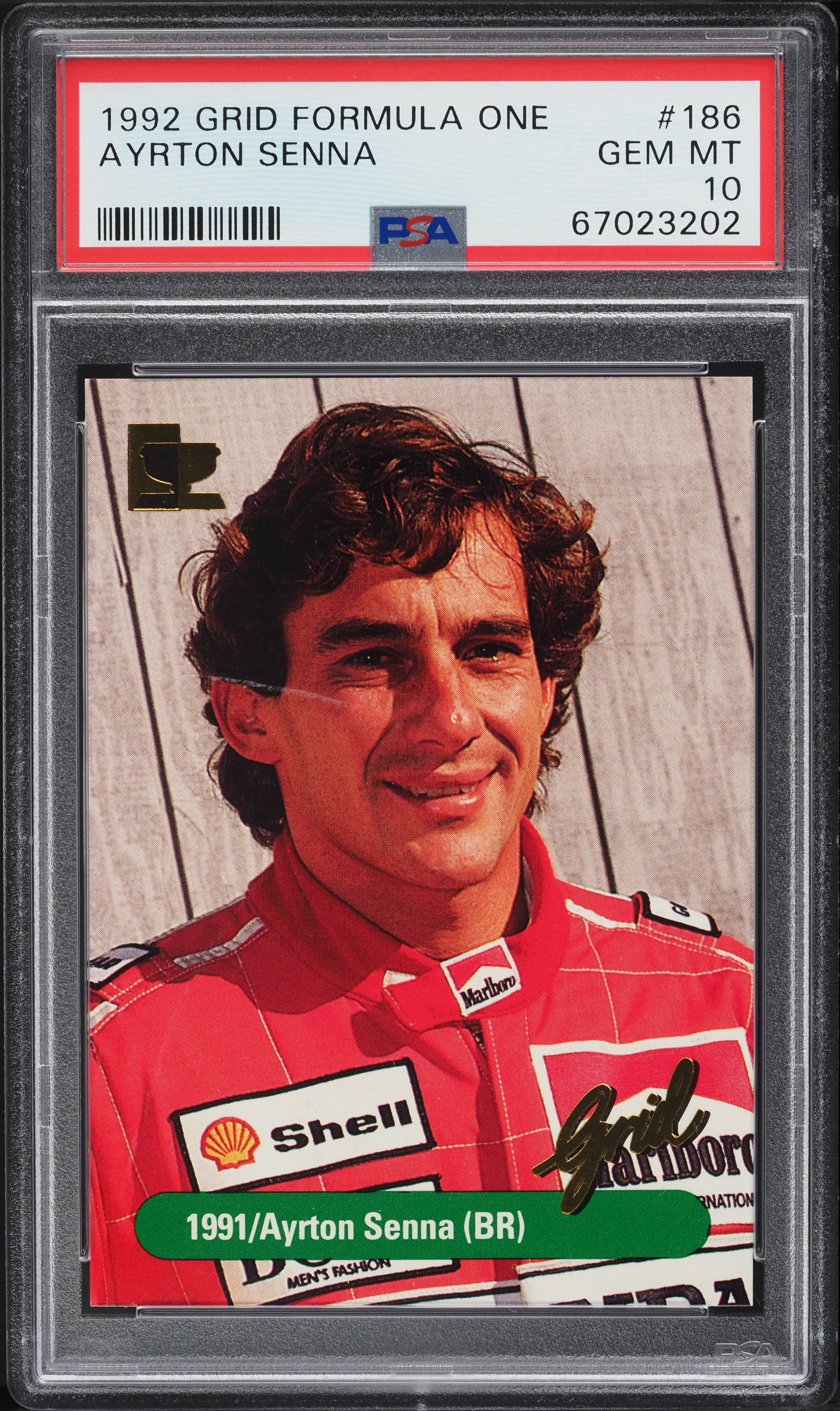 1992 Grid Formula 1 F1 Ayrton Senna #186 PSA 10 GEM MINT on
