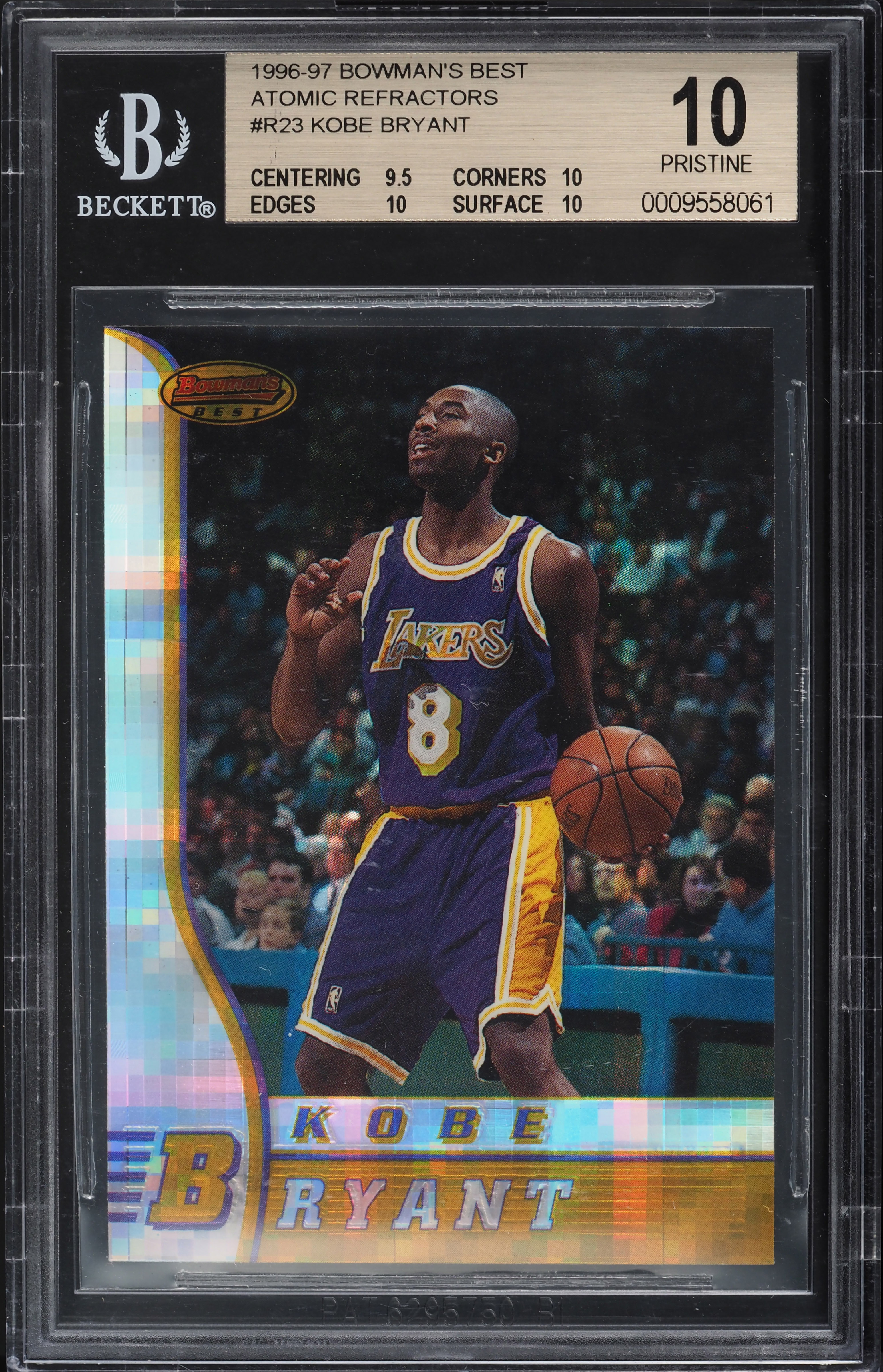 1996 Bowman's Best Atomic Refractor Kobe Bryant ROOKIE #R23 BGS 10